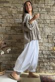 Inga Stretch Poplin Cotton Barrel Pant White